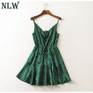 Vintage Green Polka Dot Stain Dress