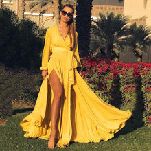 Load image into Gallery viewer, bohemian long-sleeved V-neck dress