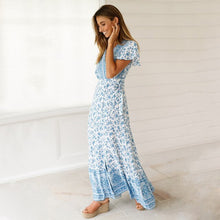 Load image into Gallery viewer, Bohemian style Maxi dress V-neck short-sleeved dress